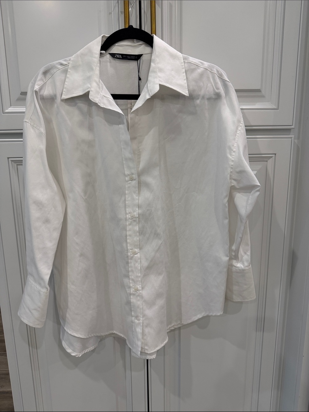 Zara White Classic Button-Down Shirt